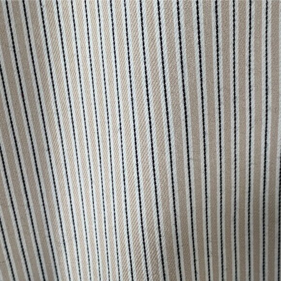 Chaps Mens Shirt Large 16-16.5 Tan Stripe Long Sleeve Button Down Wrinkle Free - Picture 7 of 7